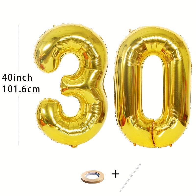 2pcs Golden Number Balloons 40 inch for Party Check Photo Anniversary