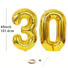 2pcs Golden Number Balloons 40 inch for Party Check Photo Anniversary
