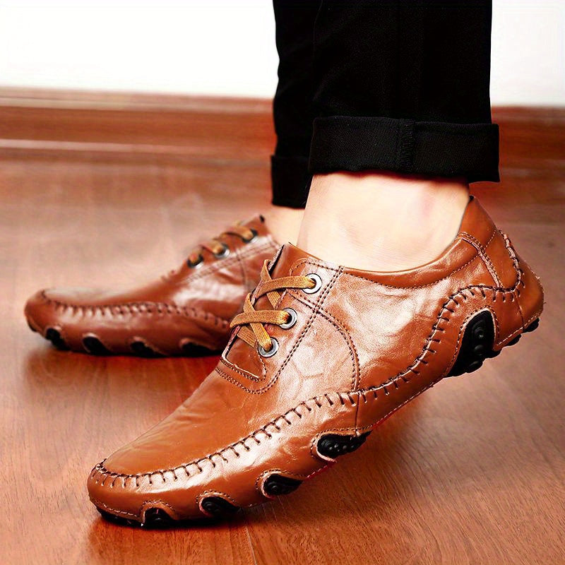 Men's Casual Walking Shoes Button Closure Lace Up Stitch Detail