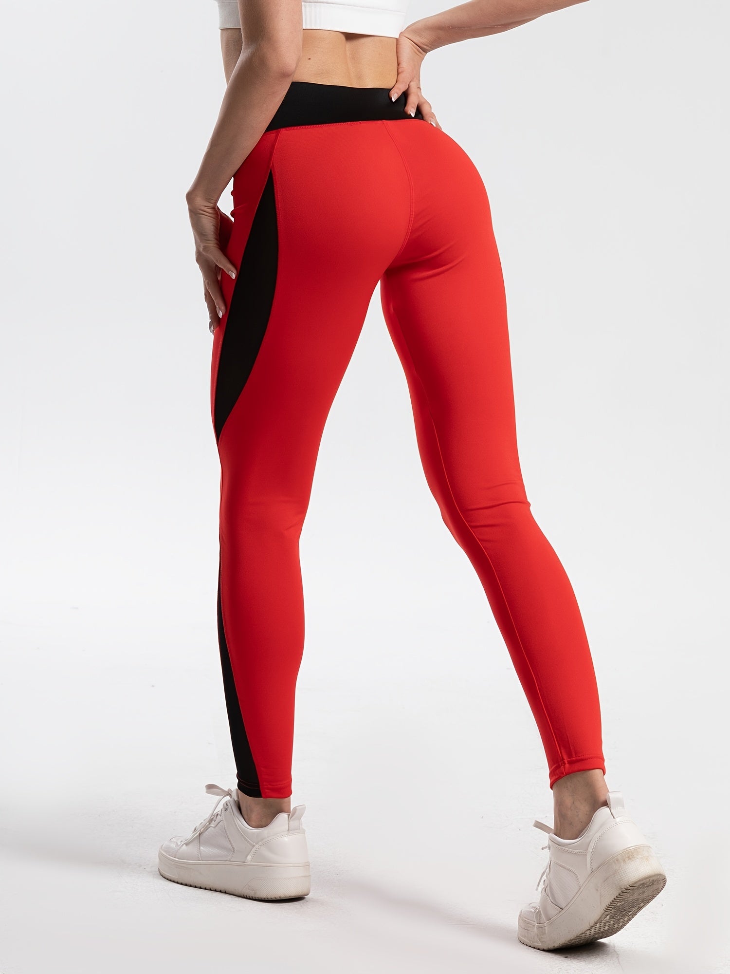 Colorblock Mesh Yoga Pants Stretchy Fitness Leggings