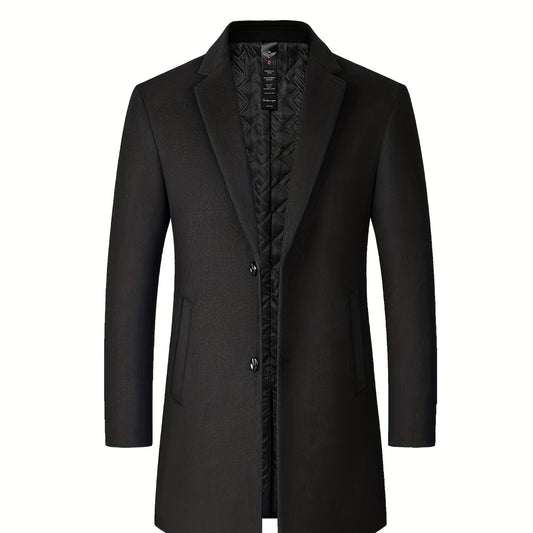 Men's Woolen Coat Single Breasted Casual Windbreaker Jacket