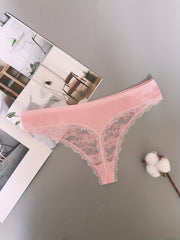6pcs Floral Lace Mesh Thongs Stretch Panties Women's Lingerie