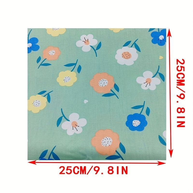 8pcs Green Flower Series Cotton Twill Fabric for Quilting and Sewing DIY