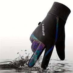 Autumn Winter Warm Touch Screen Gloves Reflective Stripe