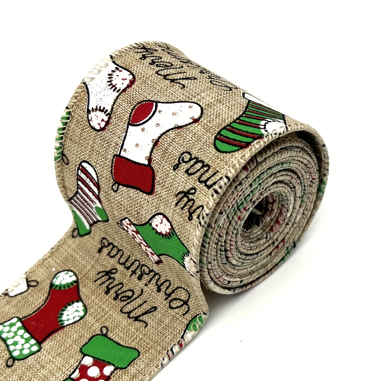 Christmas Wired Burlap Ribbon - Red Ribbon for Christma