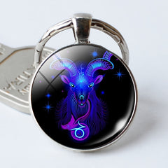 Zodiac Double Sign Keychain Pendant Vintage Lucky Bag Key Chain