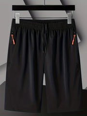 Men's Elastic Waist Drawstring Shorts Zipper Pockets Gym Workout Training