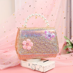 Kids Small Bright Leather Butterfly Flower Crossbody Bag
