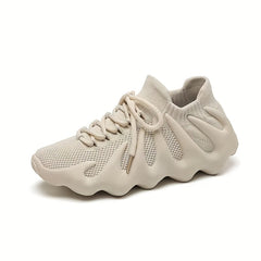 Women's Breathable Knit Sneakers Casual Lace Up Outdoor Shoes