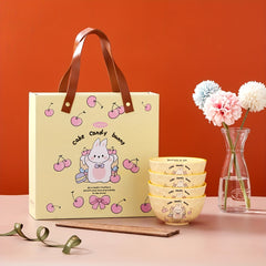 4pcs Easter Bunny Pattern Bowls Gift Boxed Ceramic Dinnerware