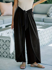 Bow Front Pleated Pants Loose Fit