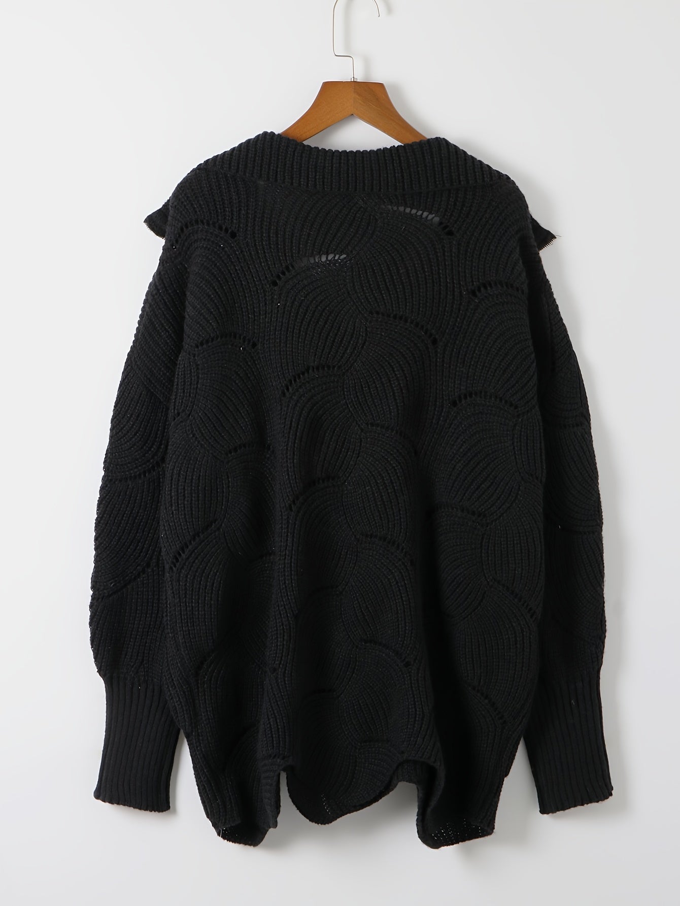 Casual Sweater Women's Plus Knitted Half Zipper Long Sleeve Pullover