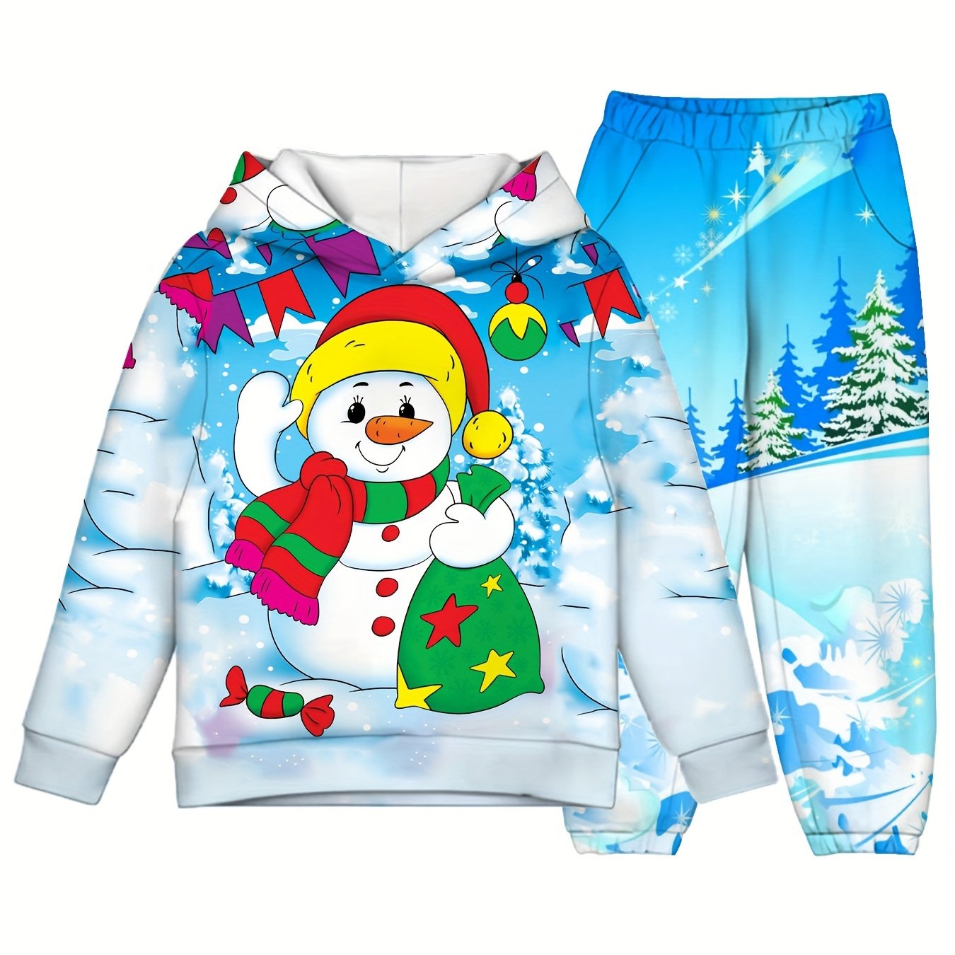 Boy's Snowman Hooded Outfit Set for Fall Winter