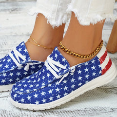 Casual Star Spangled Canvas Shoes Lightweight Low Top Shoes