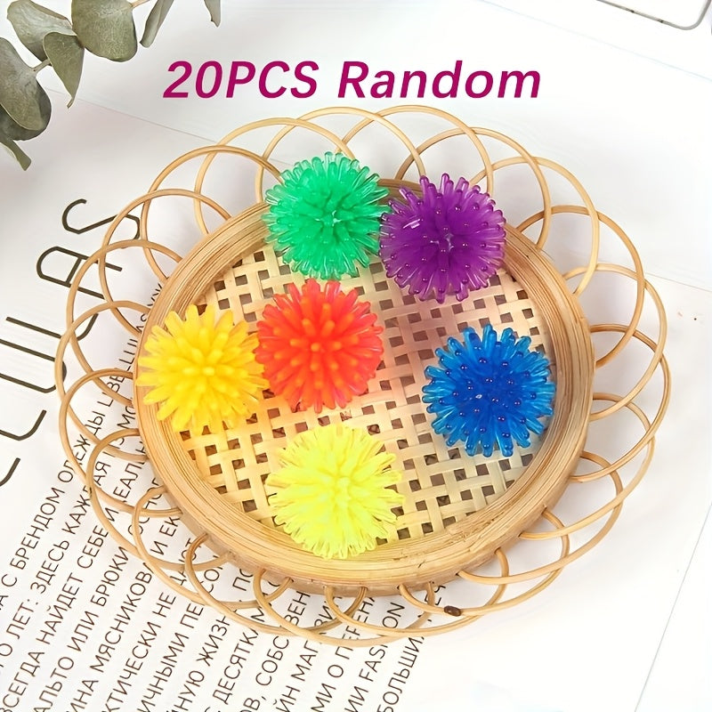 20pcs TPR Mini Burr Ball Sole Massage Balls Sensory Fidget Toys Mixed Colors