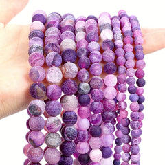 Purple Frost Cracked Dragon Veins Agates Beads 4-12mm