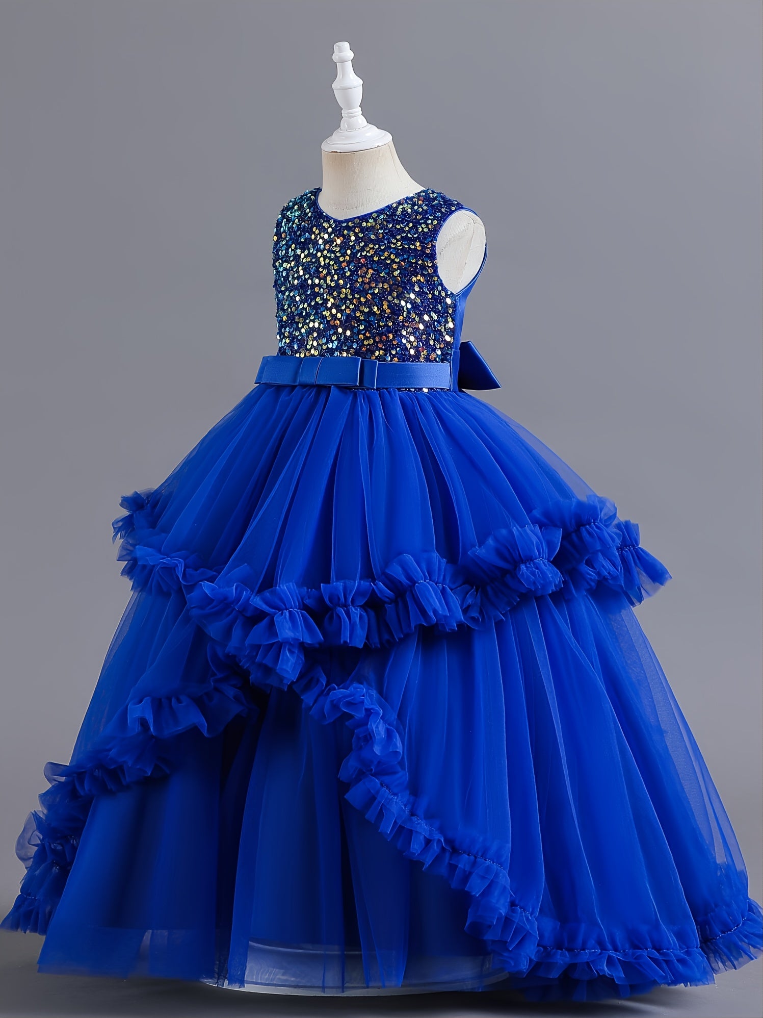 Girls Sleeveless Sequins Princess Dress for Christmas Birthday Party