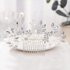Bridal Hair Comb Wedding Headpiece Faux Pearl Rhinestone Crystal Accessorie