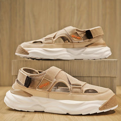 Men's Letter Print Chunky Shoes Hook Loop Platform Sandals