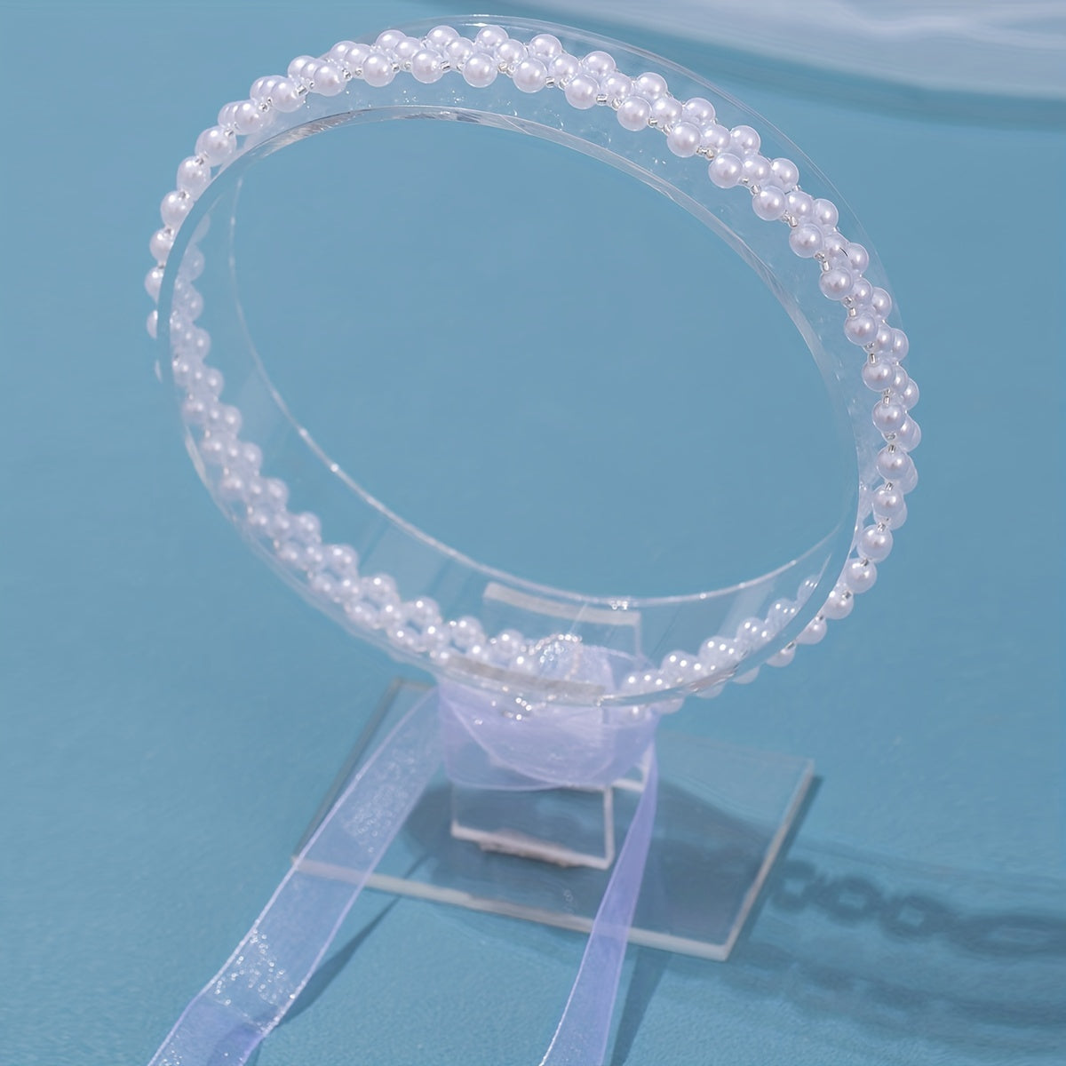 Faux Pearl Headband for Kids with Floating Ribbon