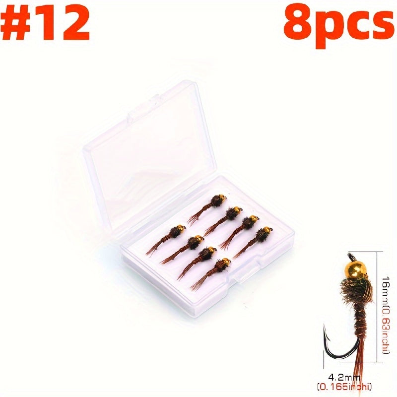 16pcs Bead Head Pheasant Tail Nymph Fly Trout Fishing Lure Sinking Fly