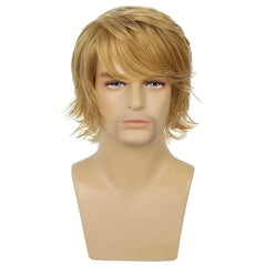 Men's Golden Blonde Long Curly Hair Wig