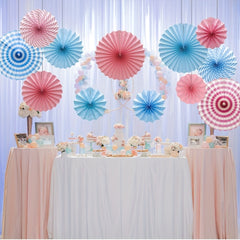 6pcs Colorful Paper Fan Flower Set for Birthday Wedding Room Party