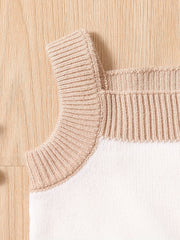 2pcs Baby Girls Casual Block Knit Tank Top & Shorts Set