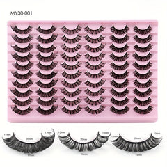 30 Pairs Daily Curling Thick Natural Fiber False Eyelashes