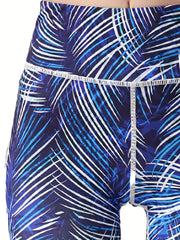 Striped Print High Waist Yoga Pants Slim Fit Butt Lifting Tummy Control