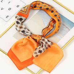 Dot Flower Print Square Scarf Silk Shawl Thin Scarf Head Wrap Hair Accessories