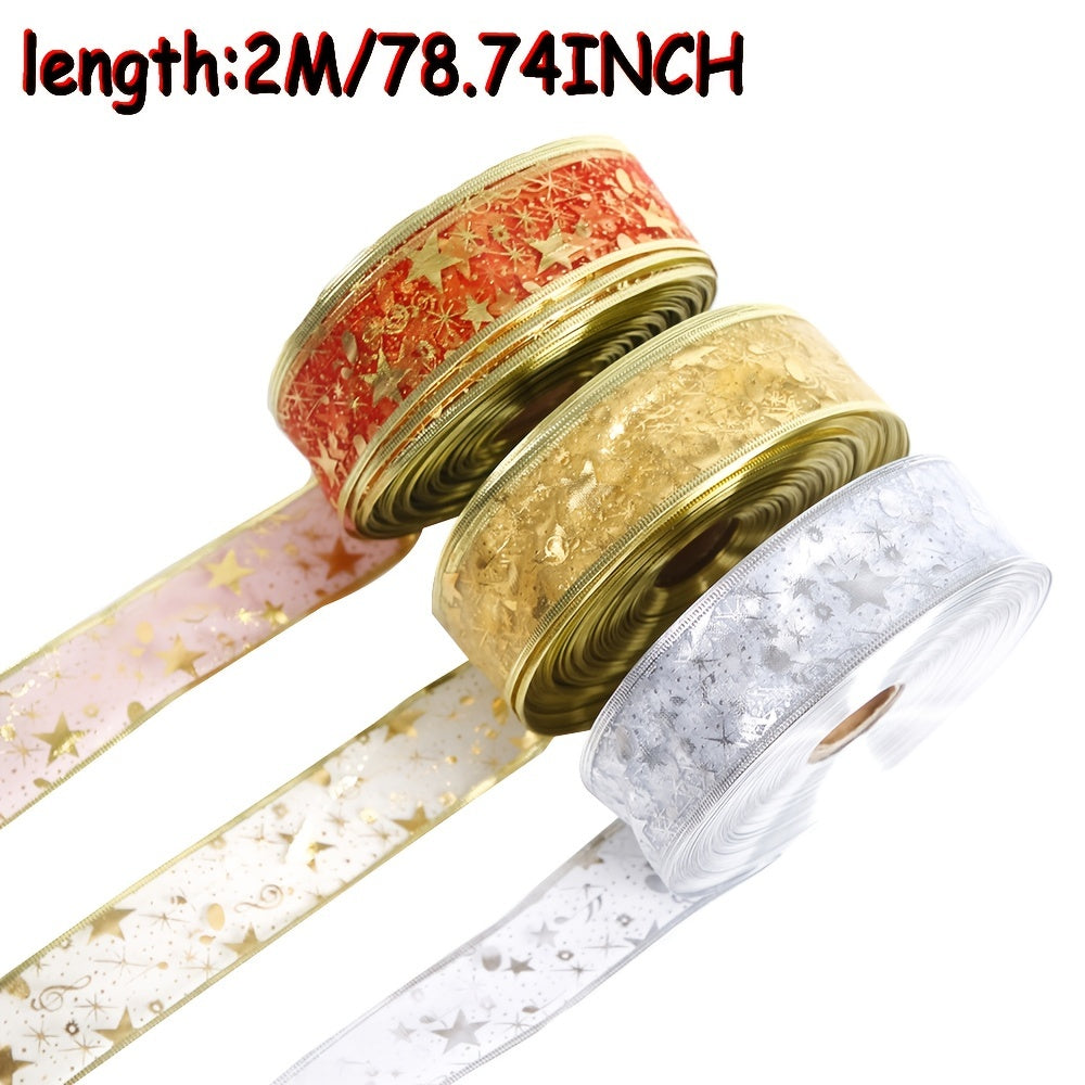 2m Long Christmas Ribbon Craft DIY Decoration Organza Ribbon