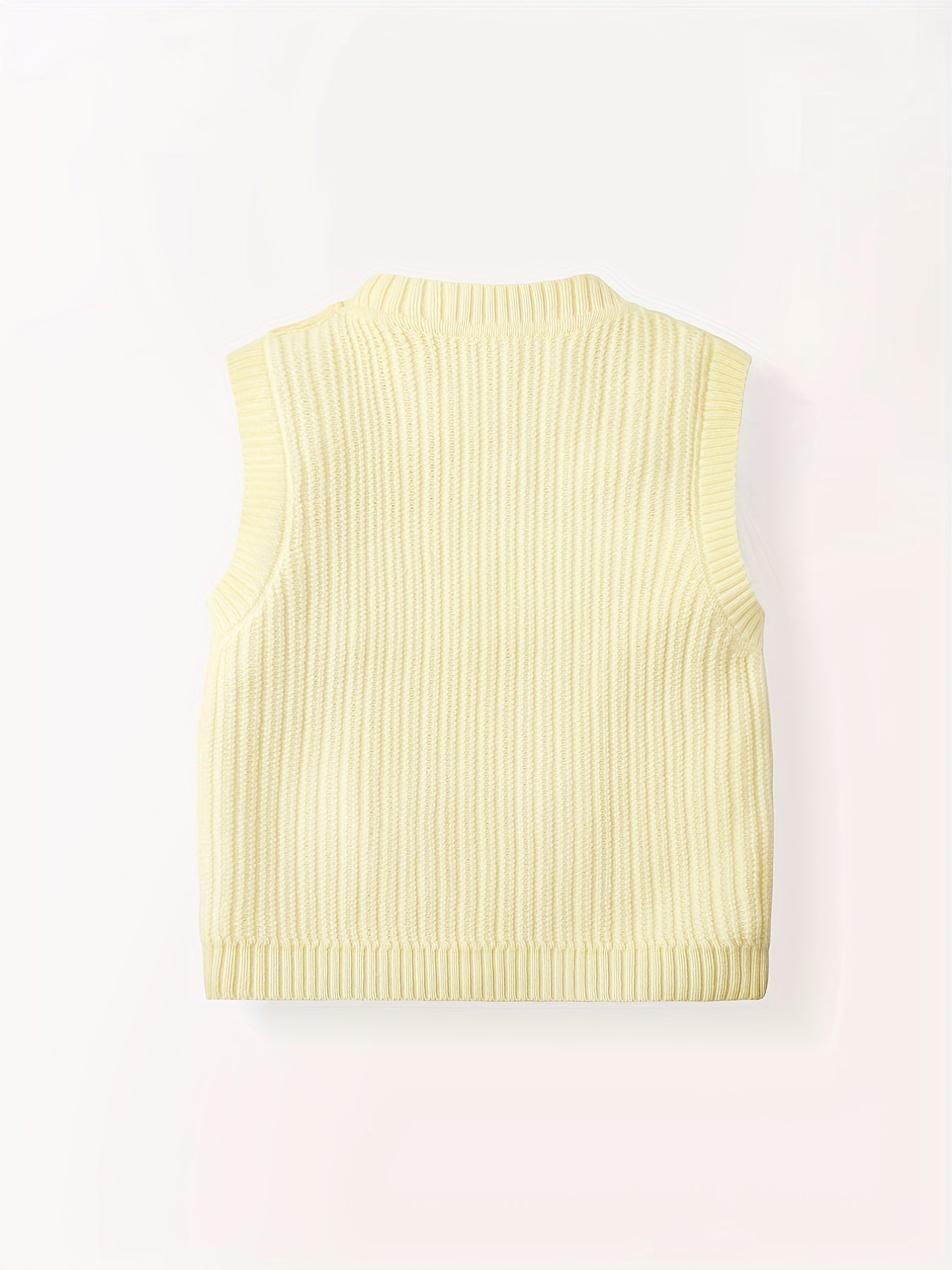 Flower Decor Round Neck Knit Vest for Baby Girls