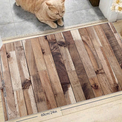 Wooden Print Area Rug Light Style Floor Mat Washable Home Decor Soft Non-slip