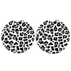 2pcs Rubber Coaster Car Coasters Leopard Print Absorbent Drink Cup Holder