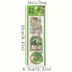 3pcs Bag PET Long Strip Tape Ancient Style Yard Journal Decoration