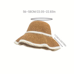 Crochet Bucket Hat with Faux Pearl Decor Sun Hat