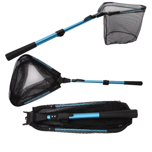 YVLEEN Folding Fishing Net Aluminum Telescopic Pole Nylon Mesh 16in Hoop