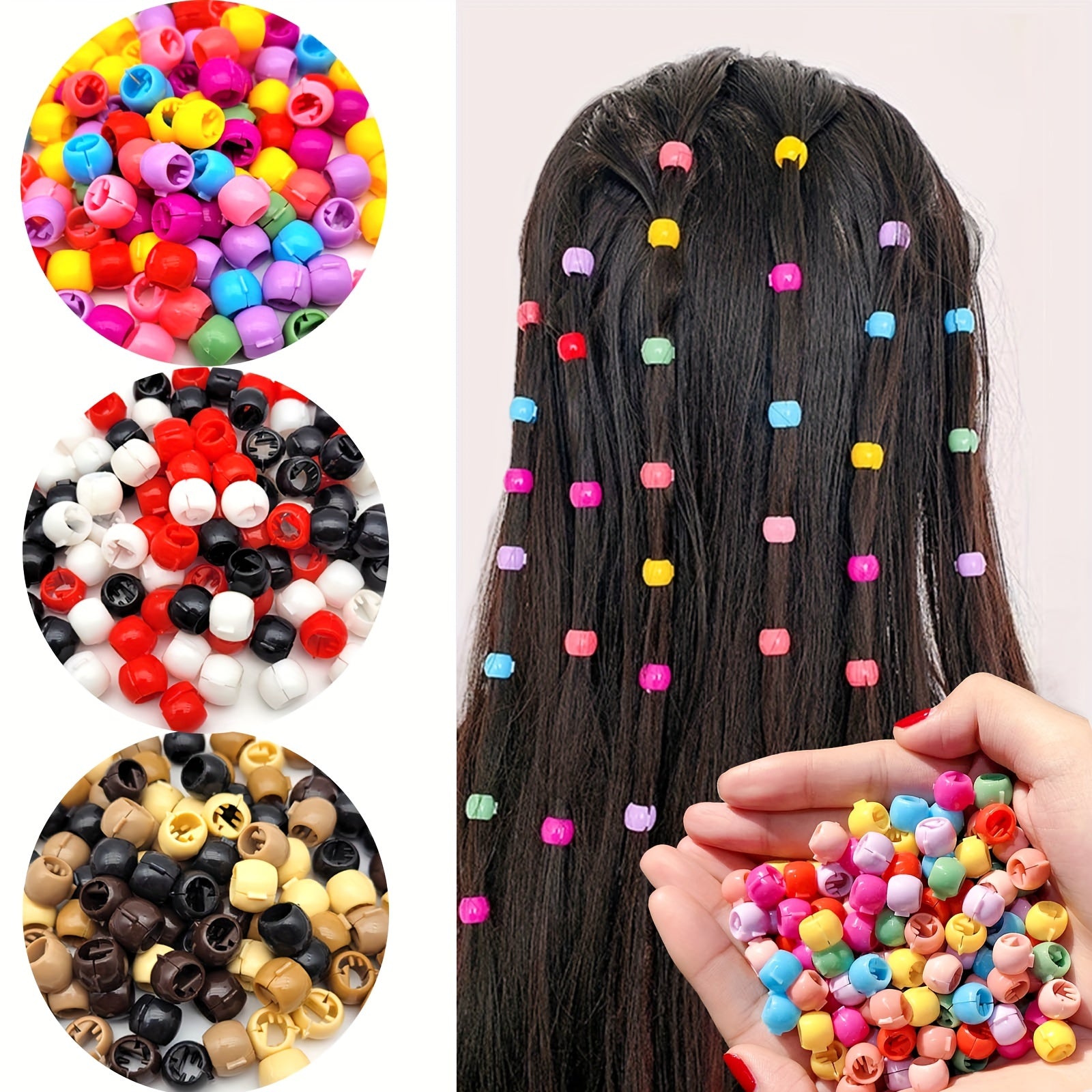 50pcs Mini Hair Claw Clip Plastic Braid Bead Head Ornament for Baby Girls