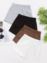Girls Elastic Waist Track Shorts 4pcs Set