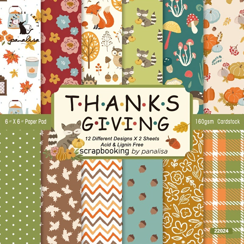 24pcs DIY Photo Album Paper Autumn Thanksgiving Background Paper