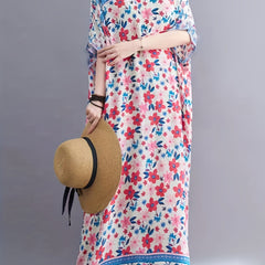 Floral Print V Neck Maxi Dress for Plus Size Women