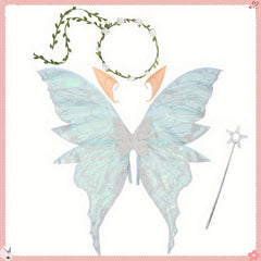 4pcs Fairy Wings Flower Crown Magic Wand Elf Ears Women Role Play Themed Parties