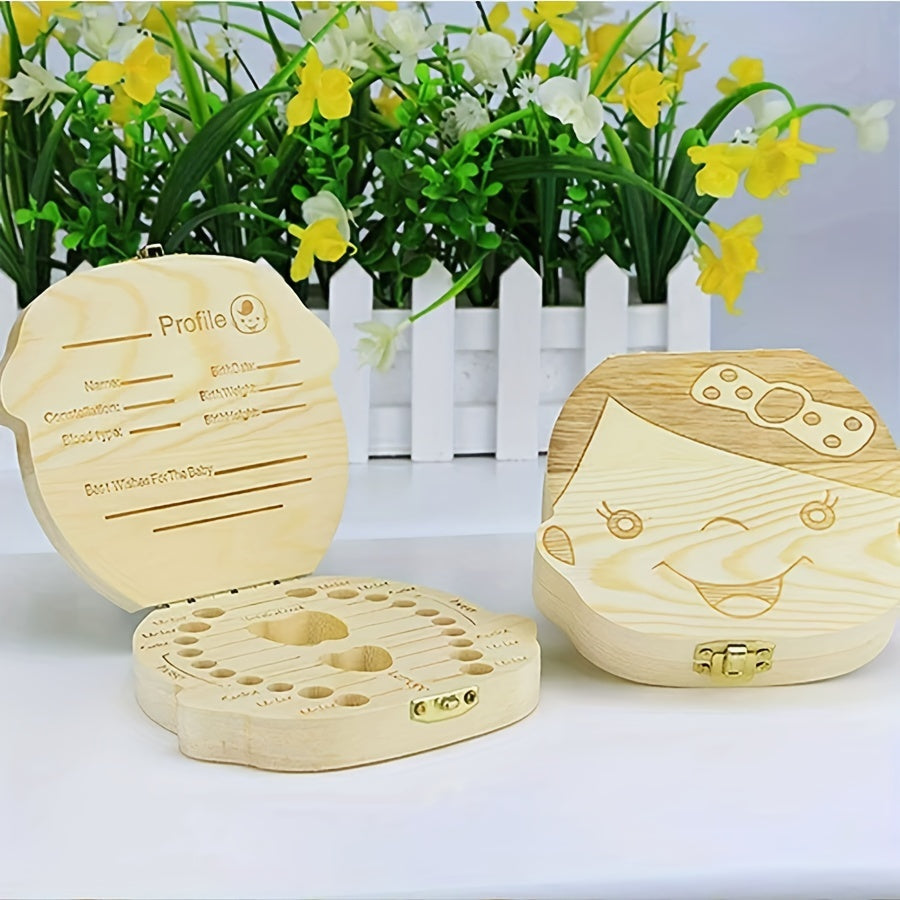 Baby Tooth Box Wooden Teeth Saver Box Children Keepsake Organizer