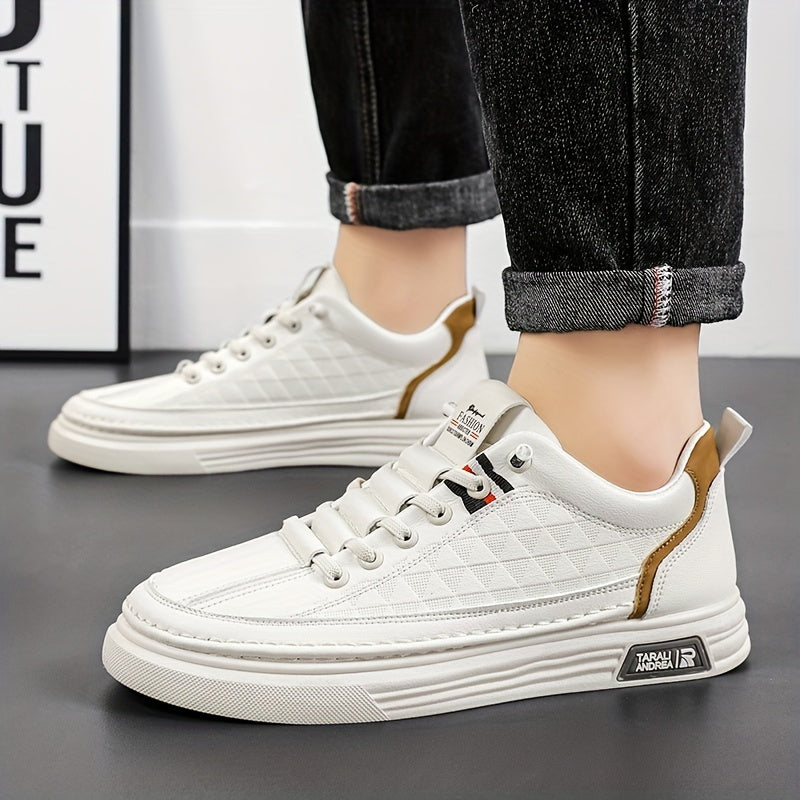 Men's Lace up Sneakers Casual Walking Shoes with PU Leather Upper