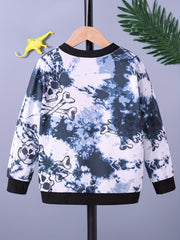 Boys Tie Dye Dinosaur Print Sweatshirt Crew Neck Top