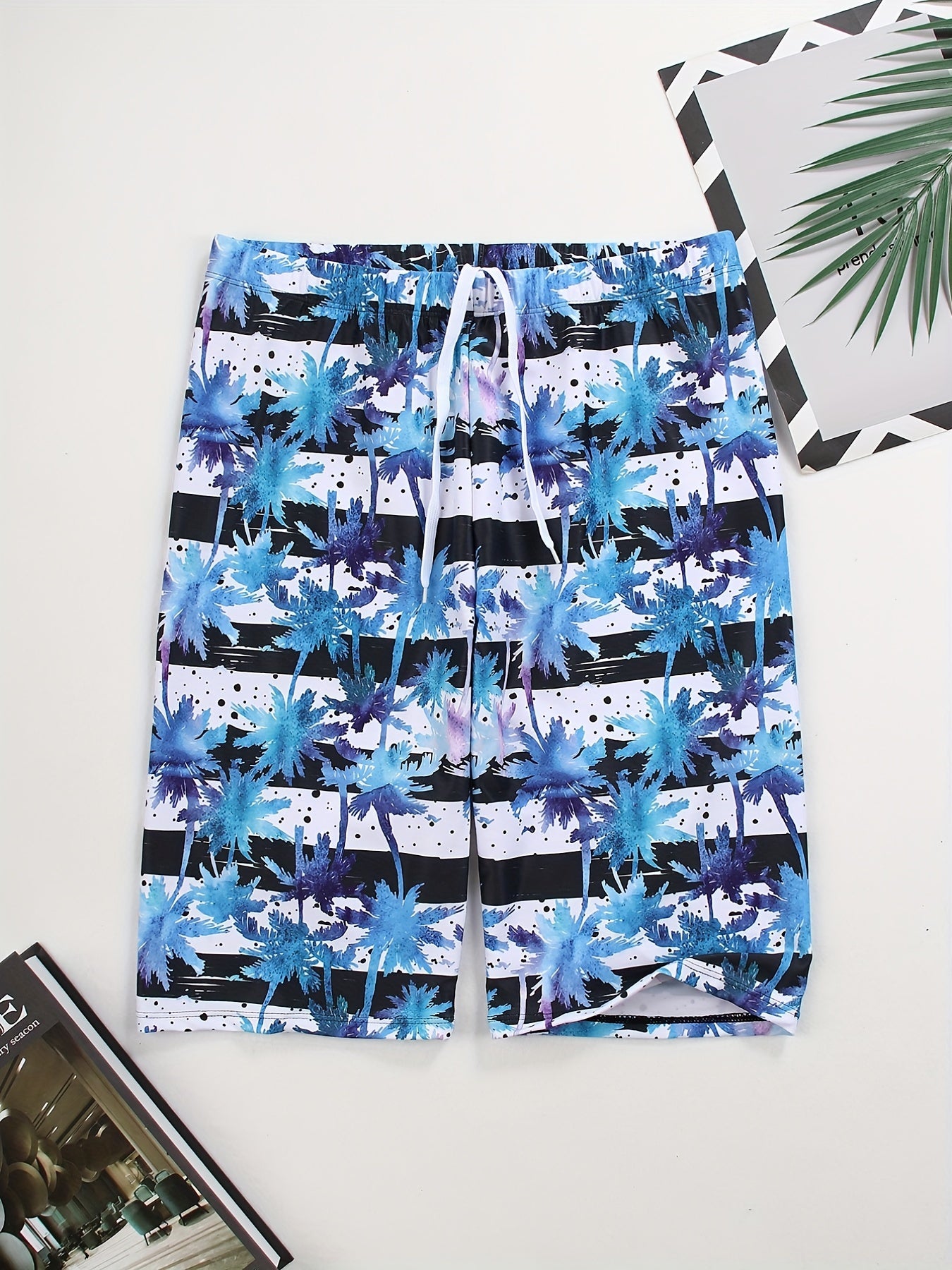 Ink Dot Gradient Palm Tree Silhouette Swim Trunk Men's Swimwear