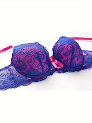 Lace Push Up Bra Colorblock Bow Women's Lingerie
