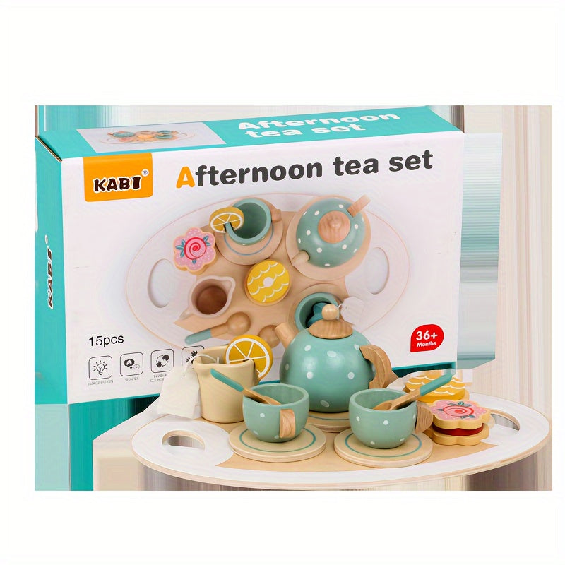 Wooden Toys Toy Tea Playset Deluxe Play Pretend Food Set