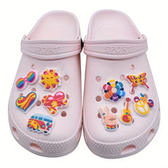 26pcs Pink Shoe Charms for Clogs Sandals Bubble Slides PVC Accessories